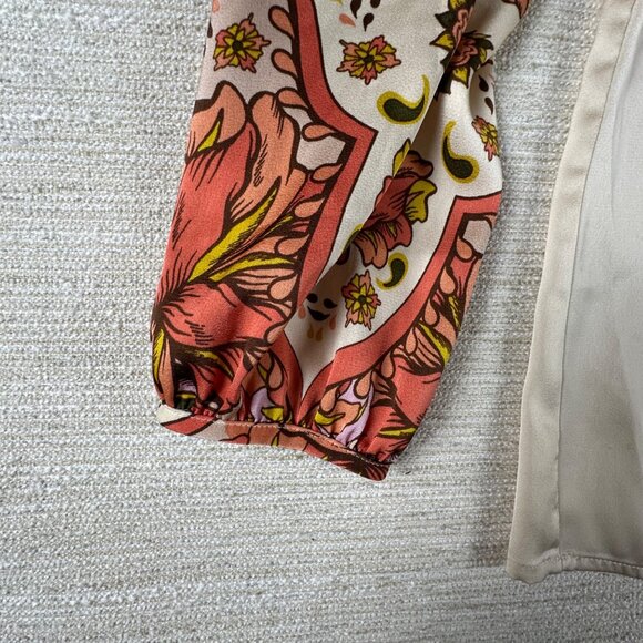 JM Collection Womens M Floral Bohemian V-Neck Blouse Retro Paisley Eclectic 70's - Picture 5 of 12